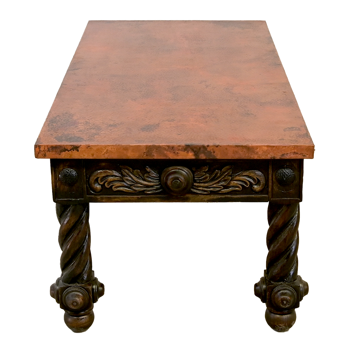 Copper Top Hand Carved Table Table handmade in Mexico - Your Western Decor