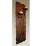 Rustic western iron wall sconce with double round candles