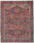 Rust and Aqua Piraj Area Rug - Handmade Wool Rug - Your Western Decor