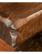 American made Hand Scraped Rosewood Coffee Table with iron embellishments - Table corner detail - Your Western Decor