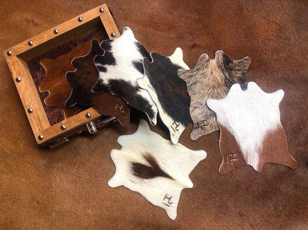 Hanson Ranch Branded Cowhide Coasters - Made in the USA - Your Western Decor, LLC