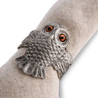Pewter carved cute owl napkin ring with big eyes - Your Western Decor