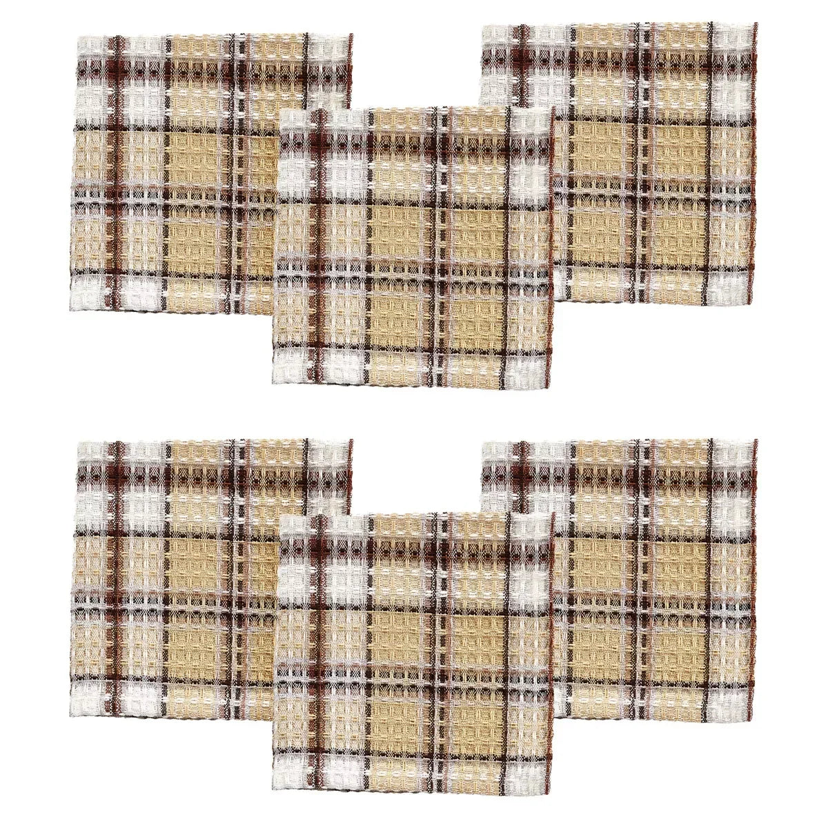 6-pc harvest plaid waffle weave dish cloths - Your Western Decor