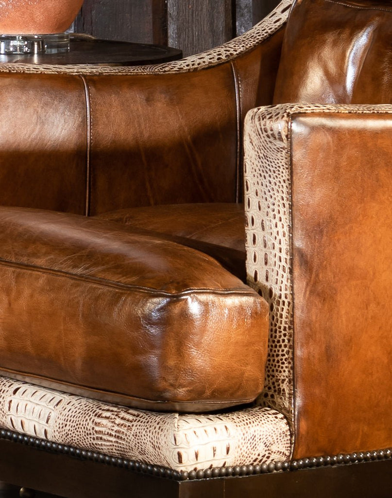 Hasselback Croc Leather Lounge Chair - American Made Furniture - Your Western Decor