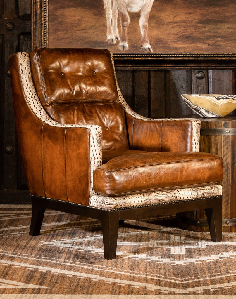 Hasselback Croc Leather Lounge Chair - American Made Furniture - Your Western Decor