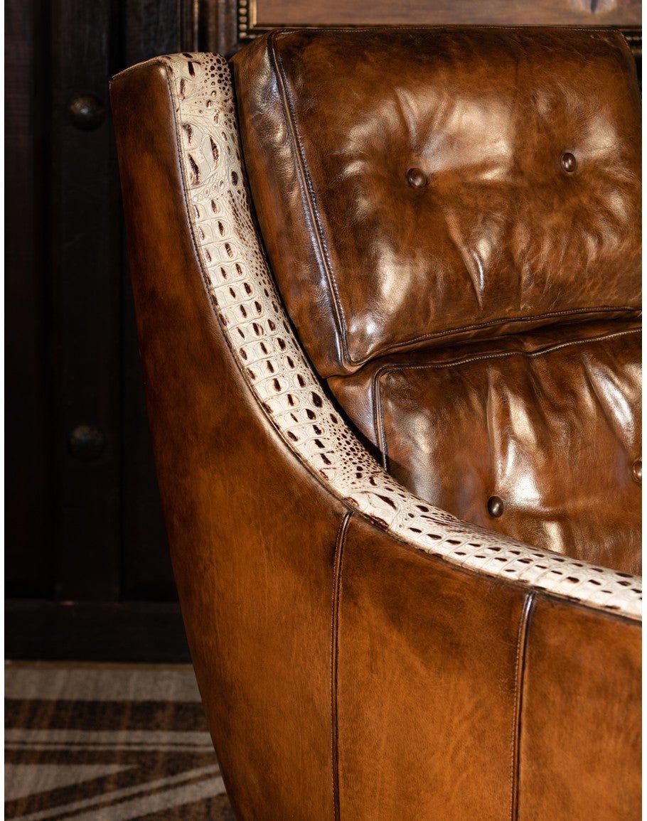 Hasselback Croc Leather Lounge Chair - American Made Furniture - Your Western Decor