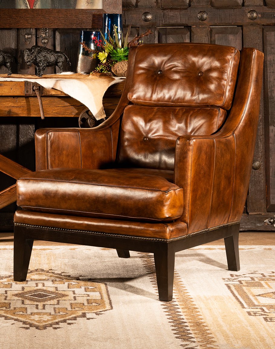 Hasselback Mocha Leather Lounge Chair - Fine Luxury Home Furnishings Made in the USA - Your Western Decor