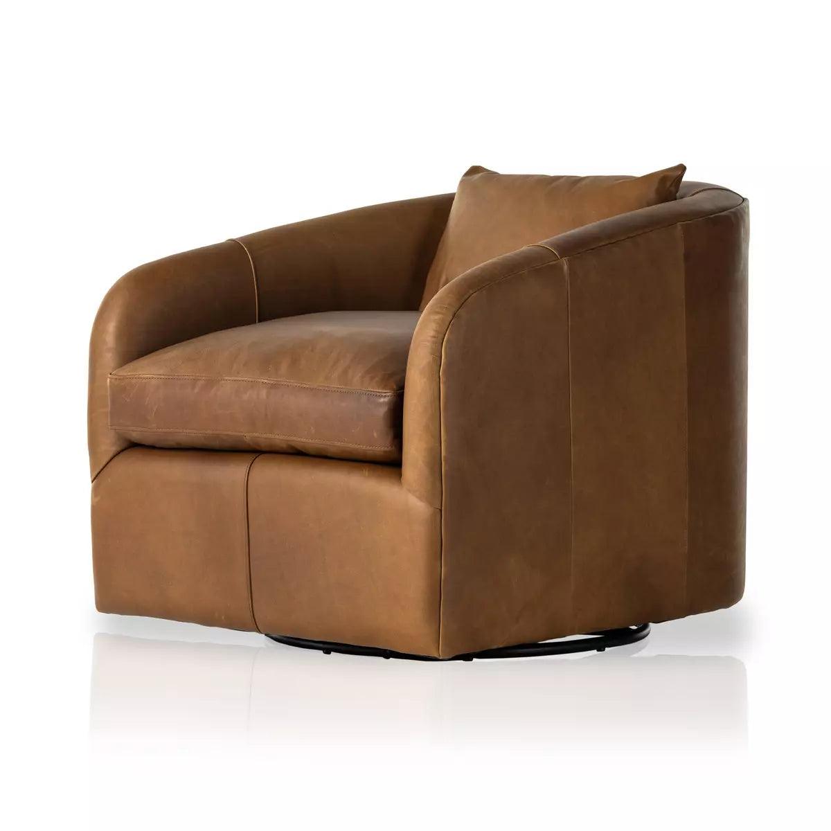 Brown Heirloom Sienna Leather Swivel Chair - Your Western Decor