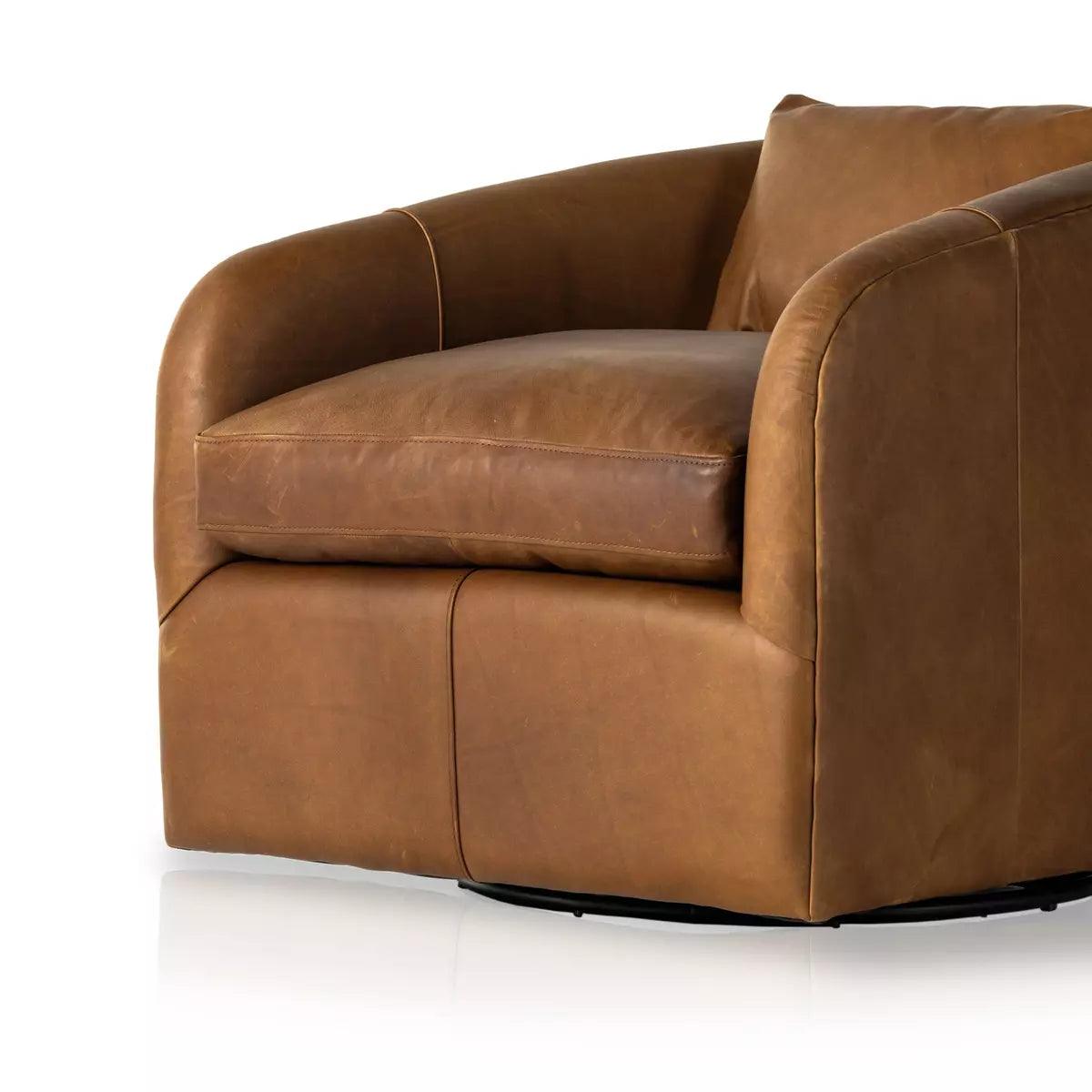 Brown Heirloom Sienna Leather Swivel Chair - Your Western Decor