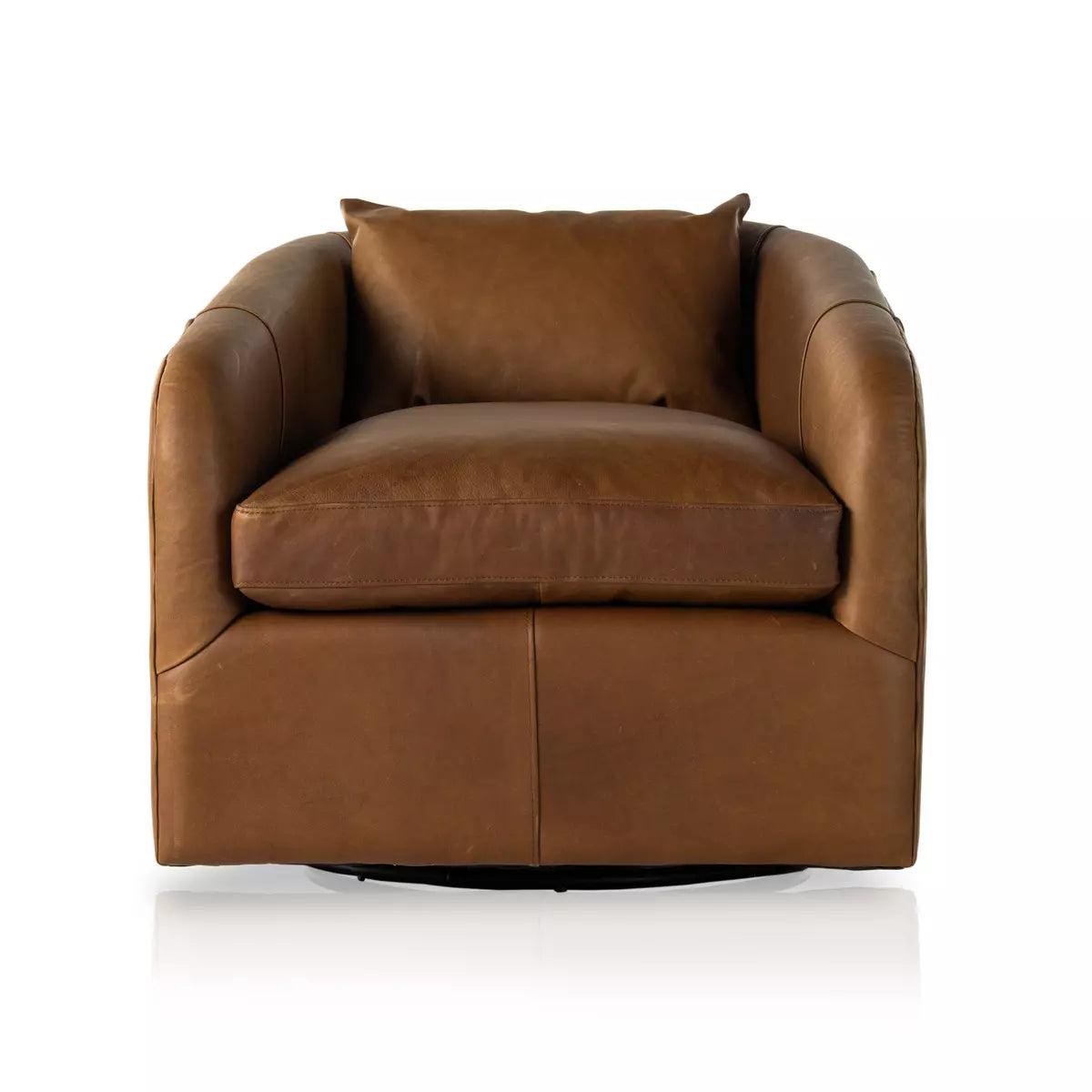 Brown Heirloom Sienna Leather Swivel Chair - Your Western Decor