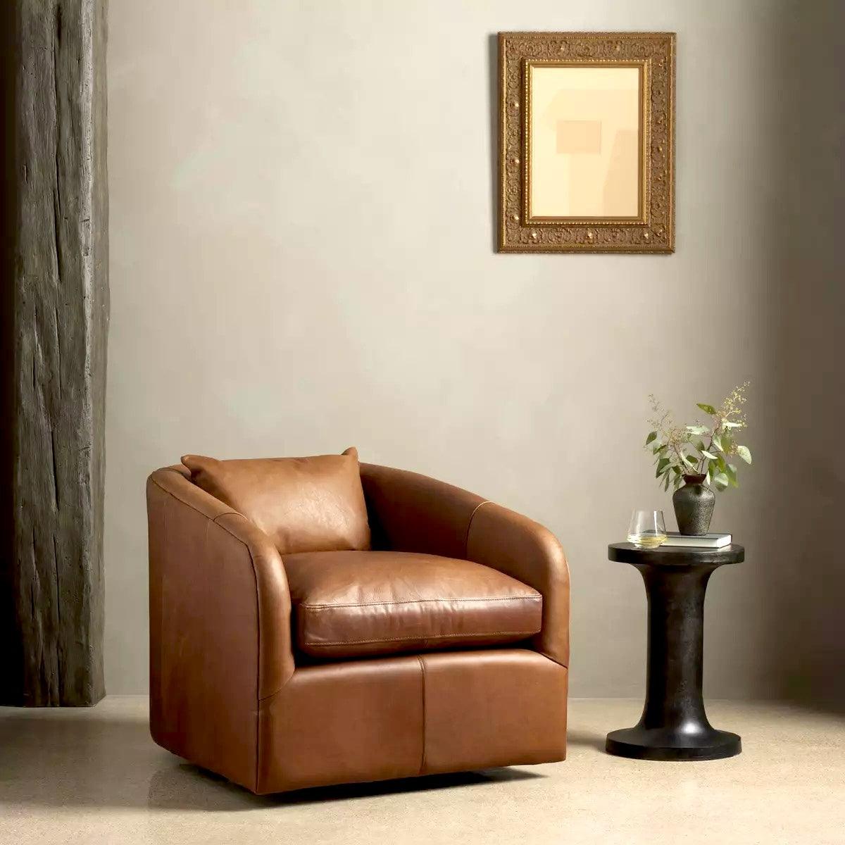 Brown Heirloom Sienna Leather Swivel Chair - Your Western Decor