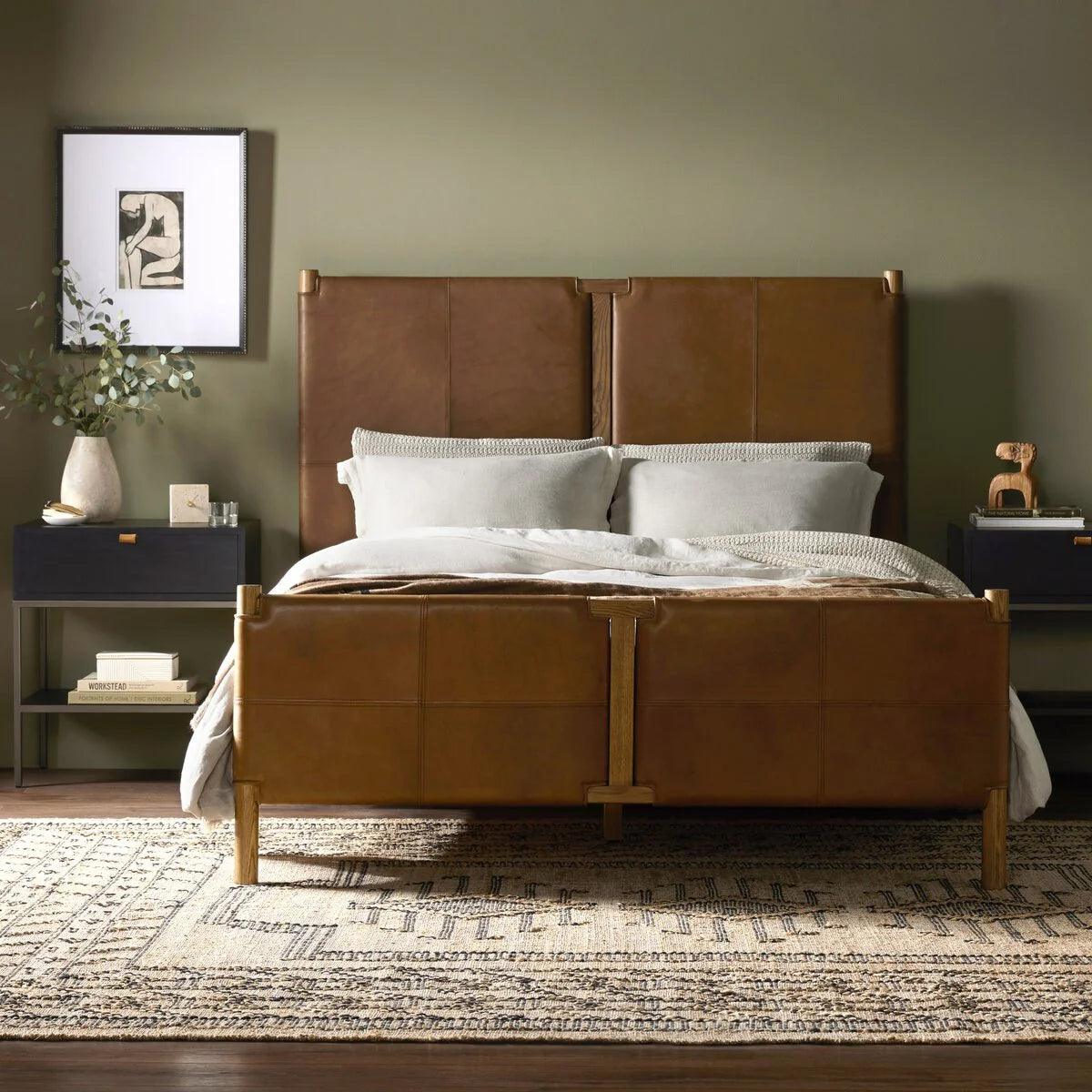 Heirloom Sienna Leather Bed - Your Western Decor