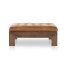 Heirloom Sienna Leather Tufted Ottoman - Your Western Decor