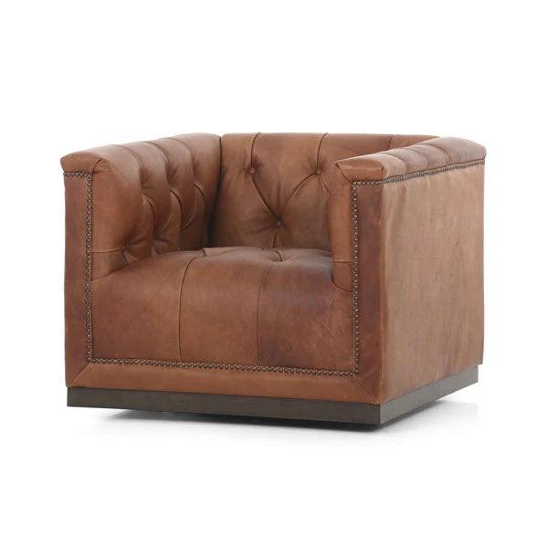 Heirloom Sienna Tufted Leather Swivel Chair - Your Western Decor