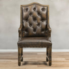 Heritage Tufted Leather Dining Chair with Arms and cowhide back made in the USA - Your Western Decor