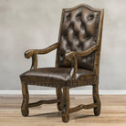 Heritage Tufted Leather Dining Chair with Arms made in the USA - Your Western Decor