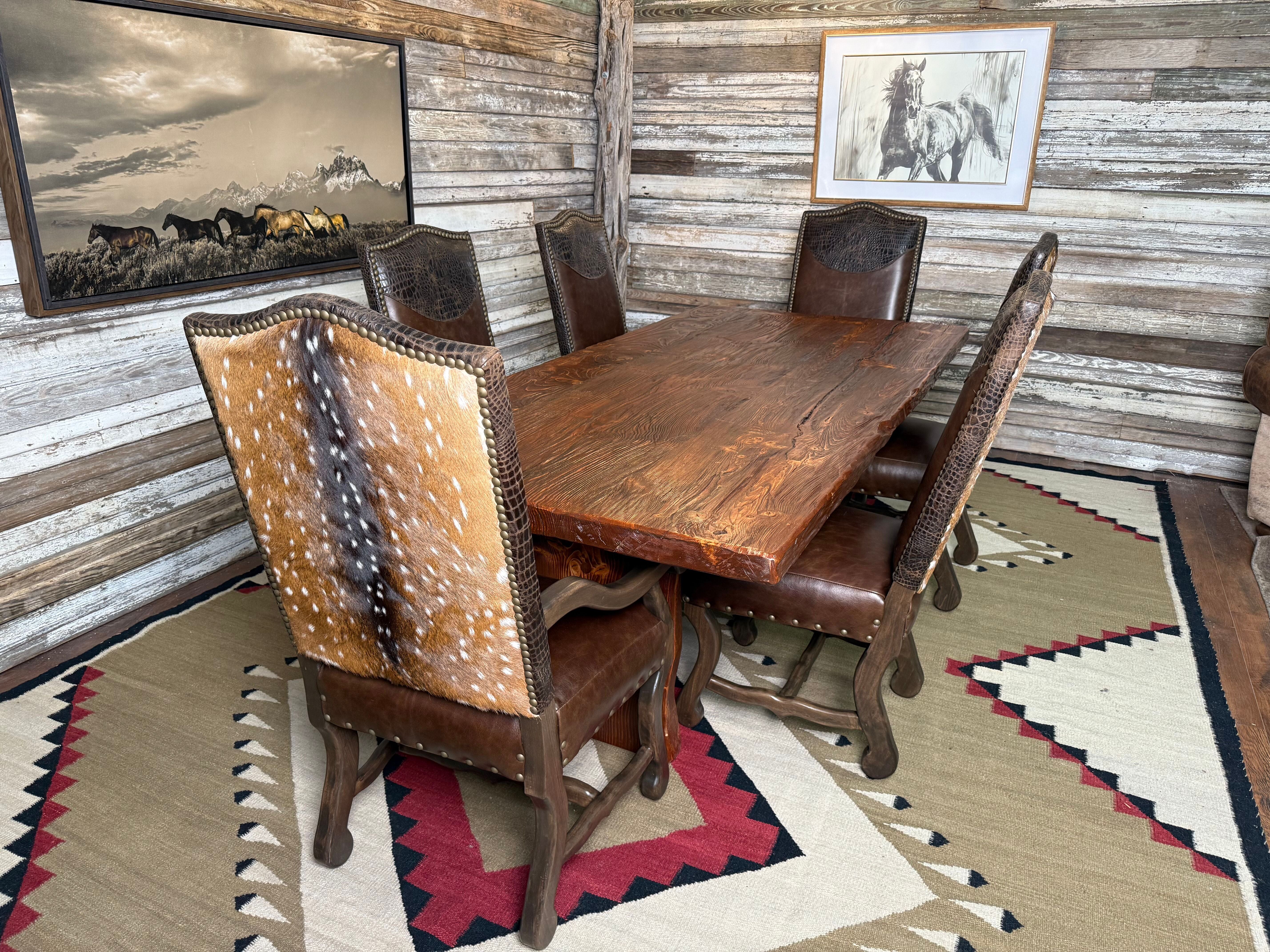 High country Axis hide and leather dining chairs - Your Western Decor