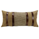 Highland lodge rustic lumbar pillow in herringbone with faux leather details - Your Western Decor