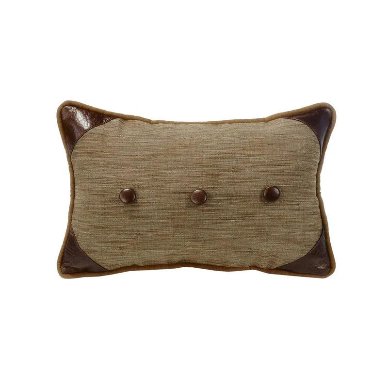 Highland lodge accent pillow with faux leather accents and buttons - Your Western Decor