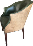 Modern chair with green leather and beige cowhide - Your Western Decor