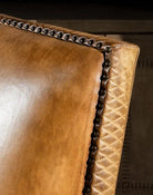 Honeycomb Leather Recliner in hand-burnished tan saddle leather, made in the USA - Your Western Decor