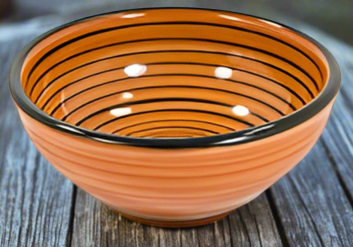 American made Horizon Bowl in terra cotta and hand painted black stripe - Your Western Decor