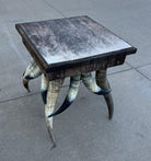 Steer horn and cowhide western side table - Your Western Decor