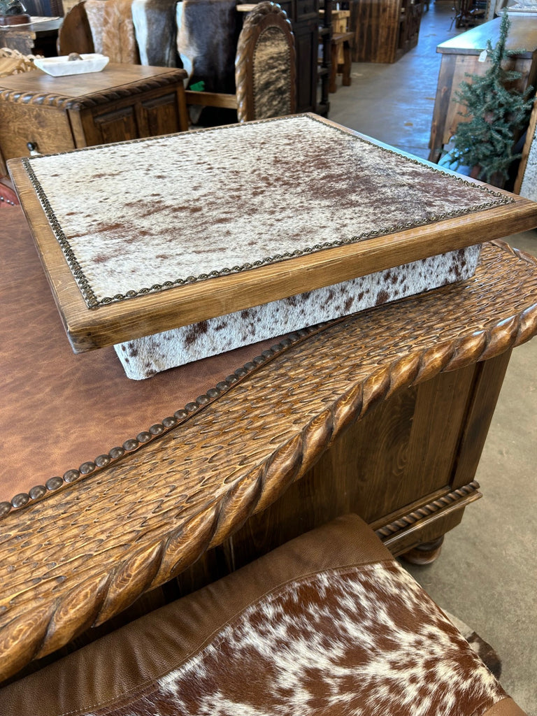 Side table top with cowhide - Your Western Decor