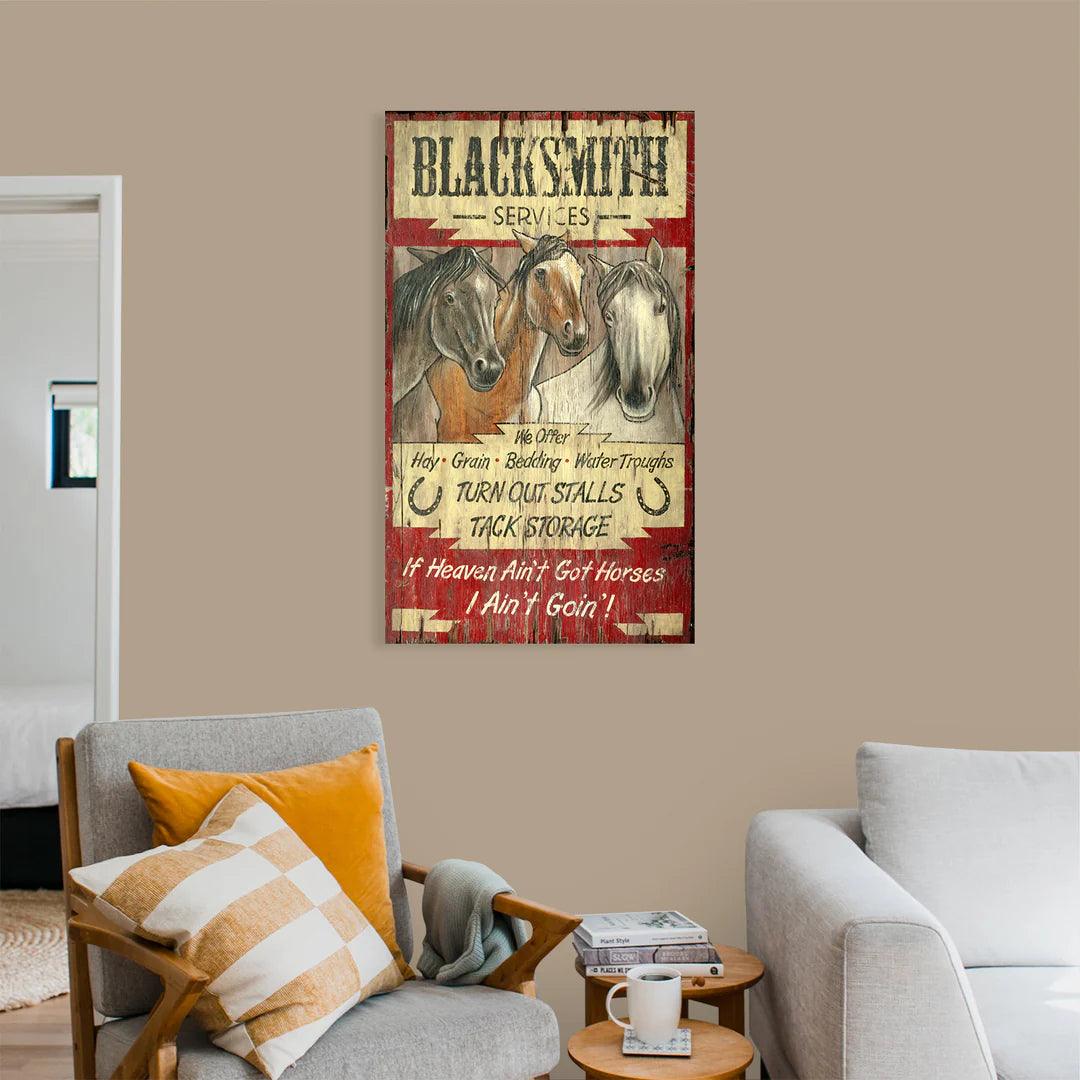 Horse Heaven Blacksmith Services Vintage Sign wall decor - Your Western Decor