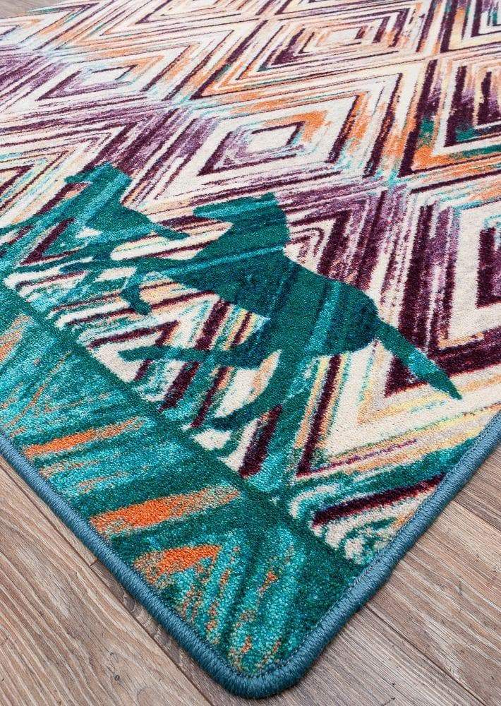 horses on the run area rug with turquoise horses - Rug Detail - Your Western Decor