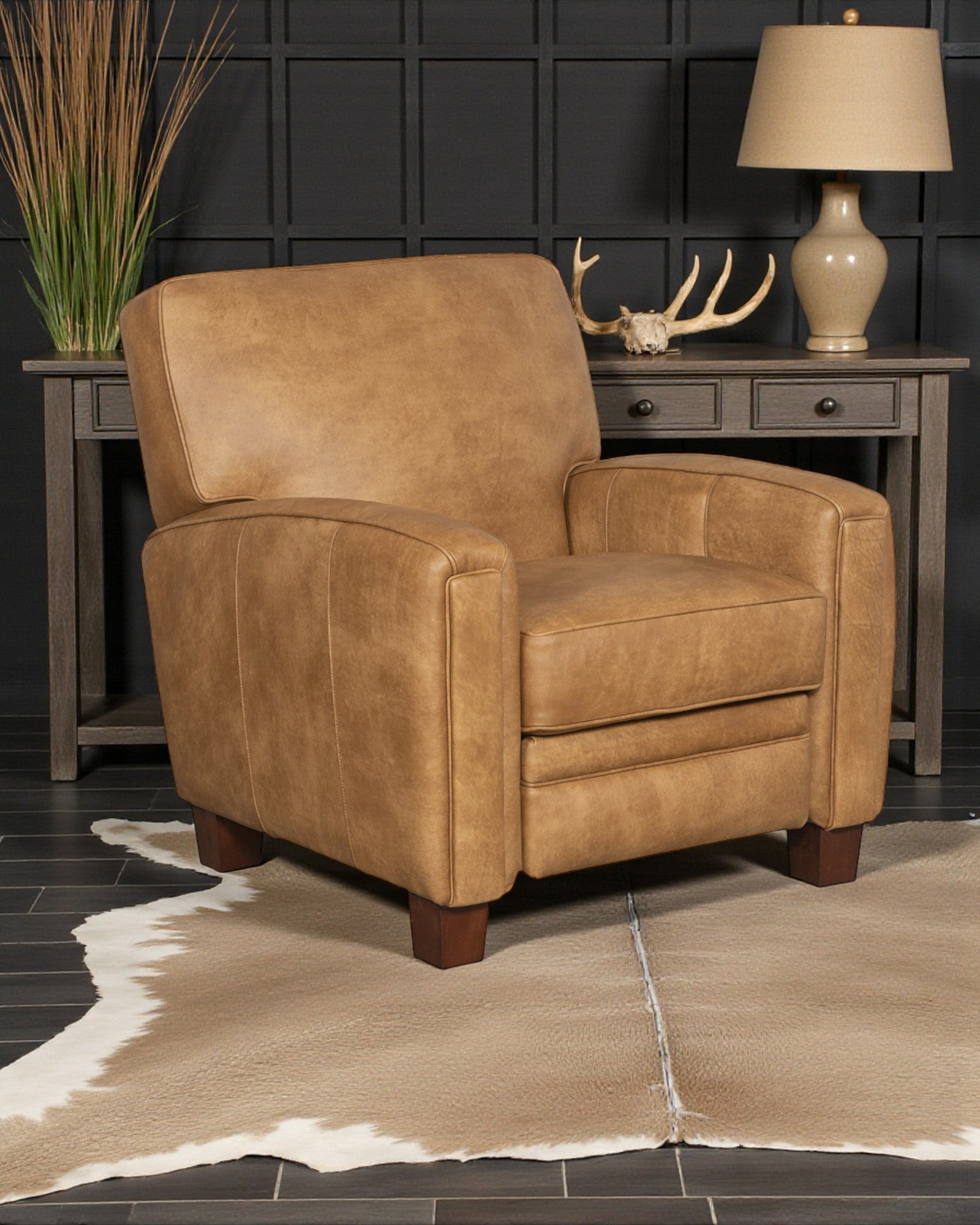 Houk tan leather recliner - Your Western Decor
