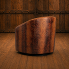 Houston leather barrel swivel chair with embossed croc outback surround leather 