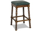 American made bar stool with hunter green embossed leather seat - Your Western Decor