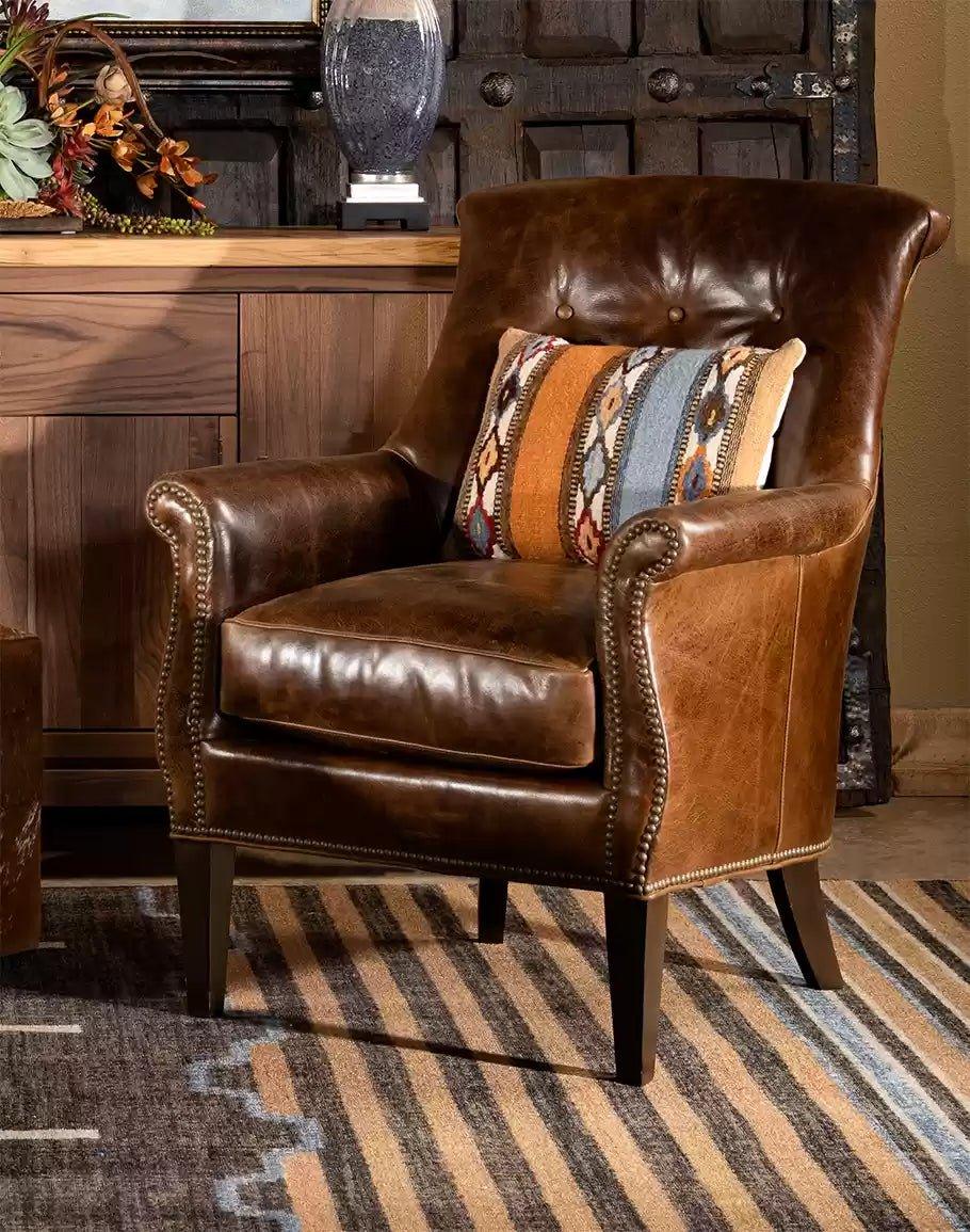 American Made Hutton Brown Leather Accent Chair - Your Western Decor