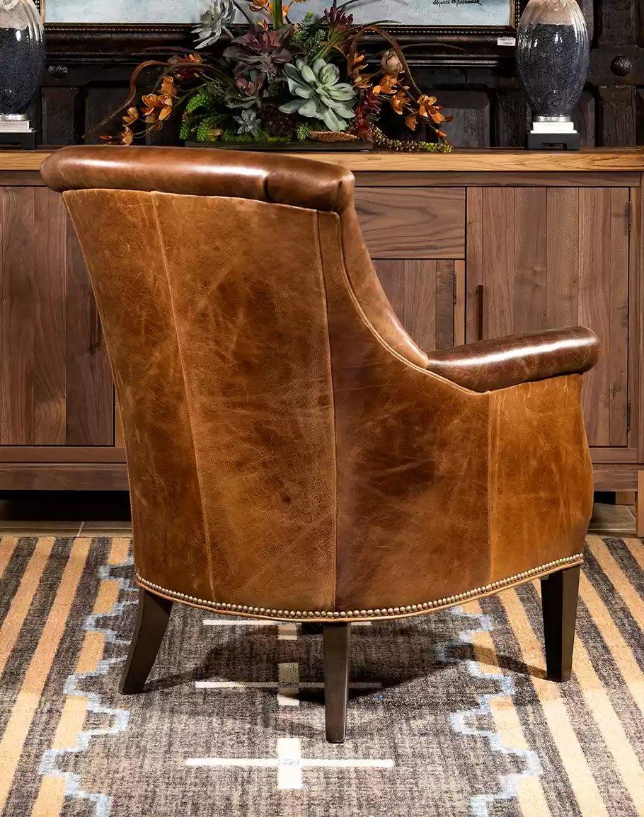 American Made Hutton Brown Leather Accent Chair - Your Western Decor