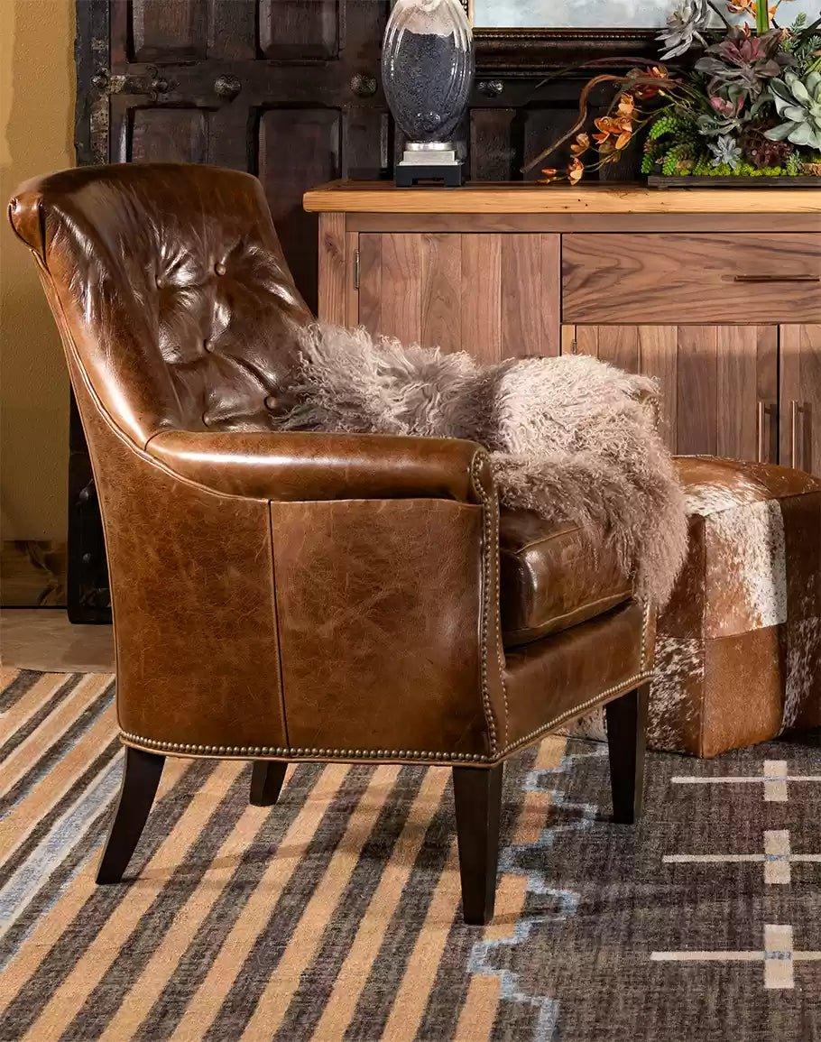 American Made Hutton Brown Leather Accent Chair - Your Western Decor