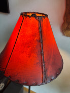 illuminated amber round 16 inch rawhide lamp shade 