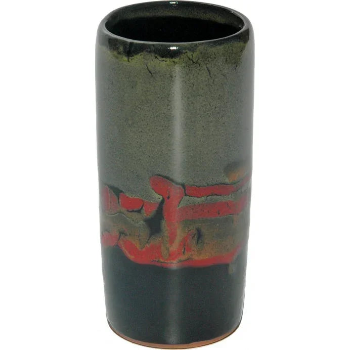 custom pottery tumbler made in USA with earthy glaze and rustic design