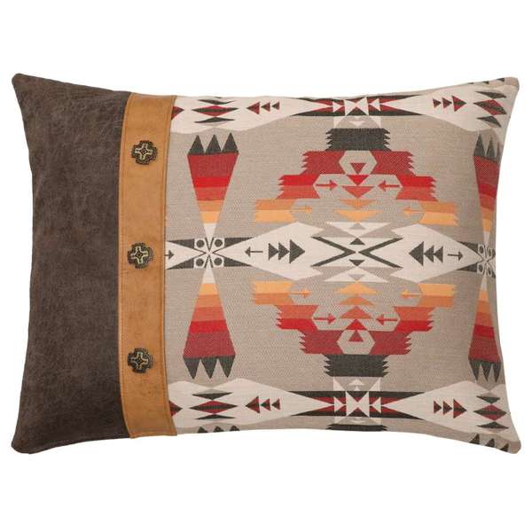 Decorative pillow with geometric pattern on a white background