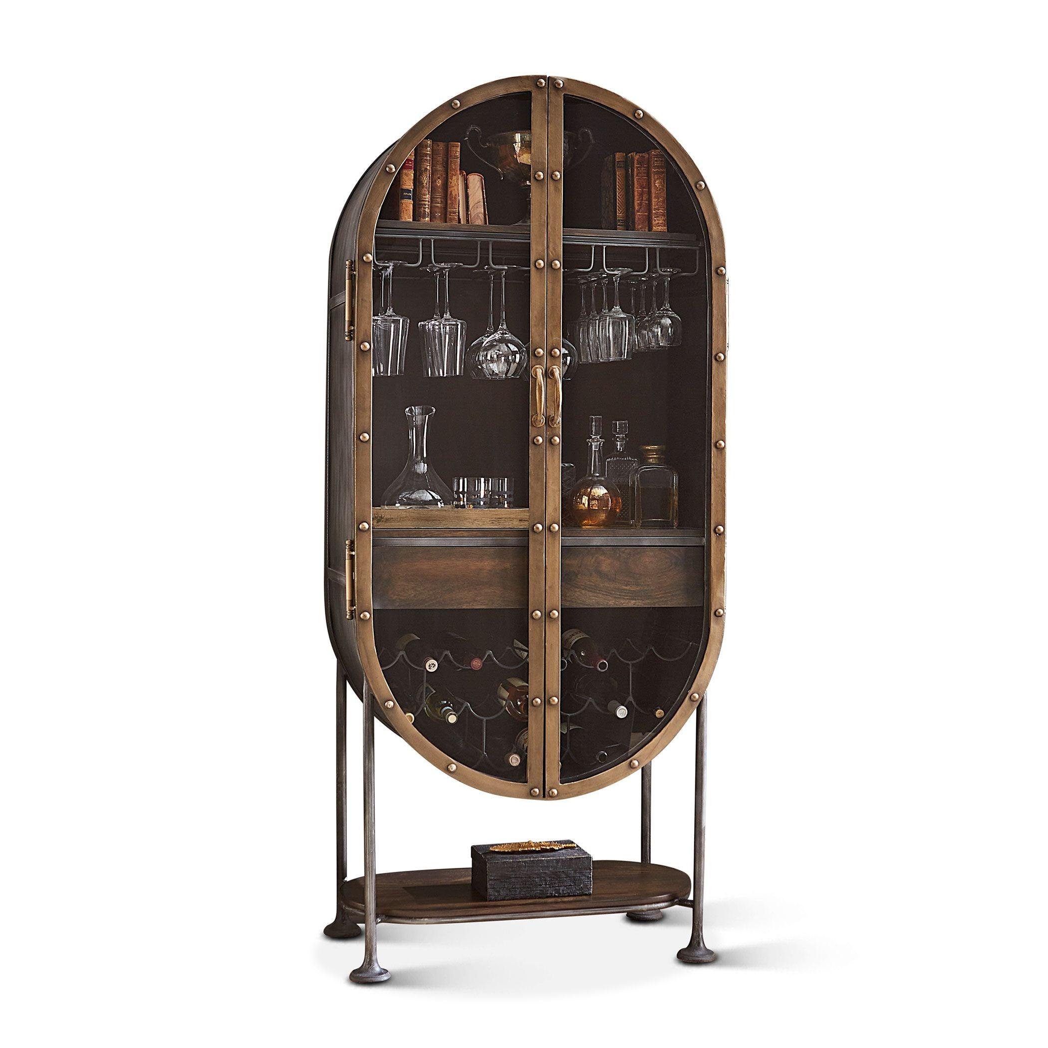 Tall Oval Industrial Bar Cabinet - Your Western Decor