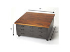 Industrial Square Coffee Table with drawers and casters Measurements - Your Western Decor