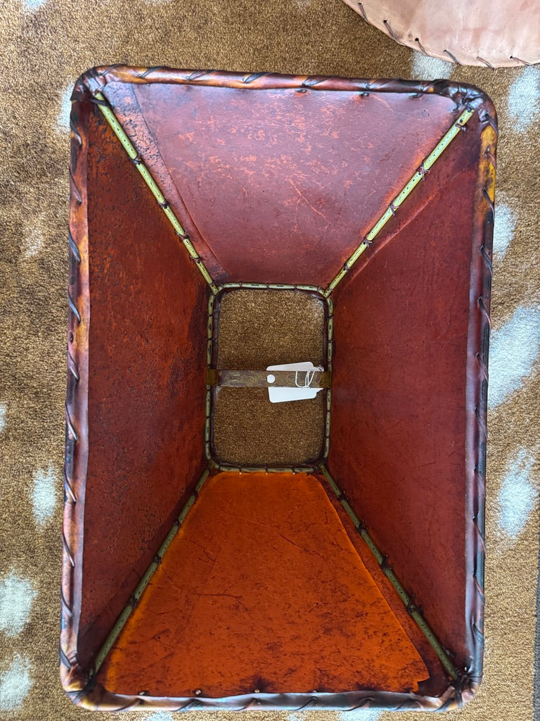 Inside rectangle amber rawhide lamp shade