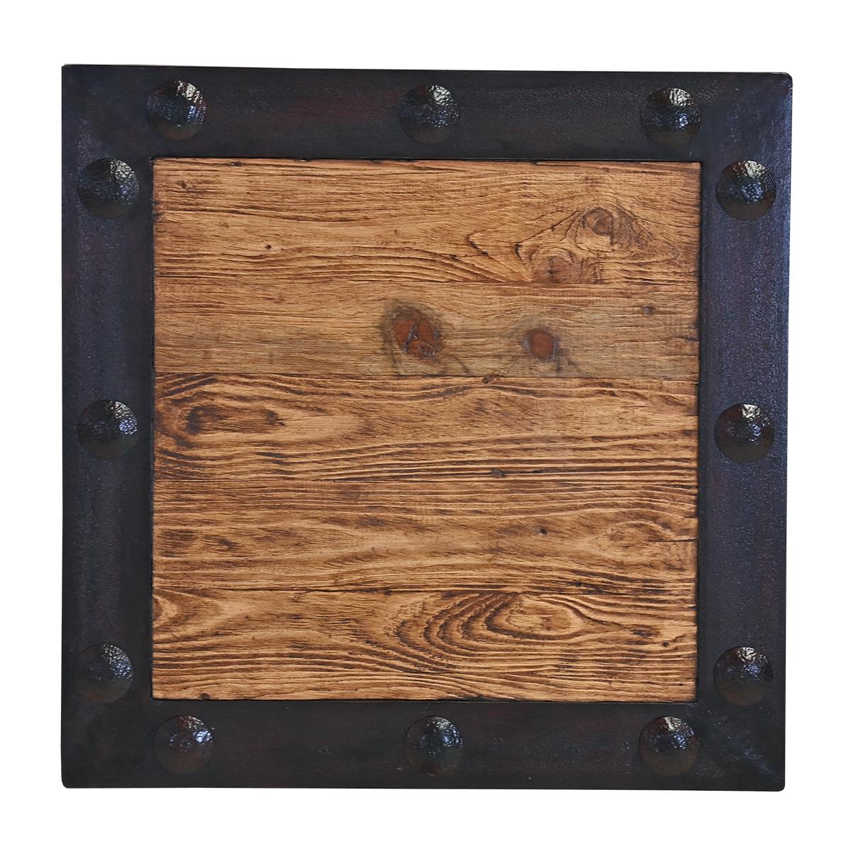 Ironbound rustic timber end table top detail 