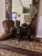 buffalo sculpture shelf decor western home