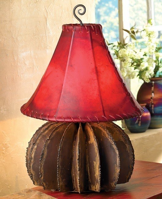 Round Iron Cactus Table Lamp handmade - Your Western Decor