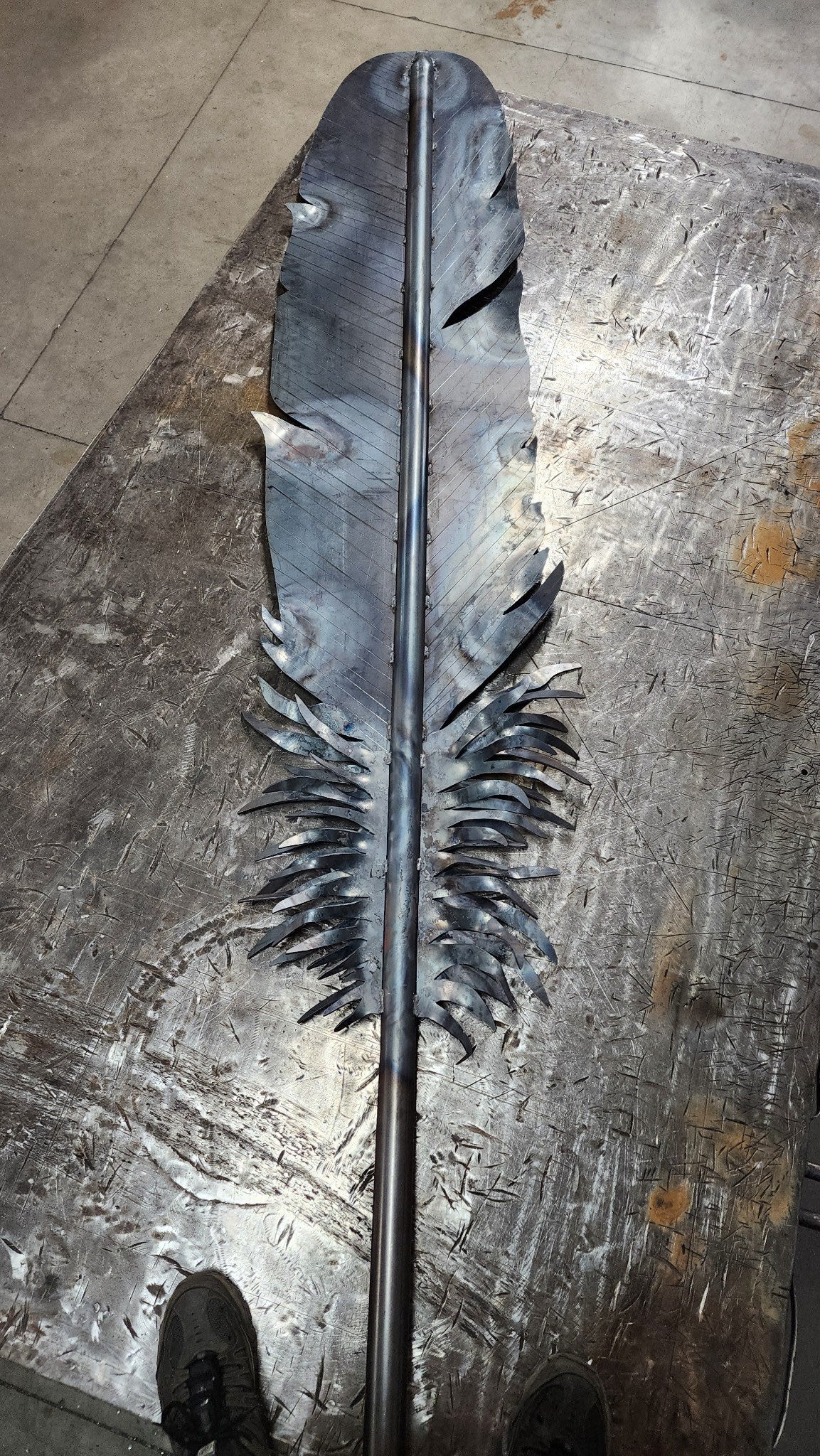 Process; Standing Iron Feather Outdoor Feature - handmade in the USA - Your Western Decor