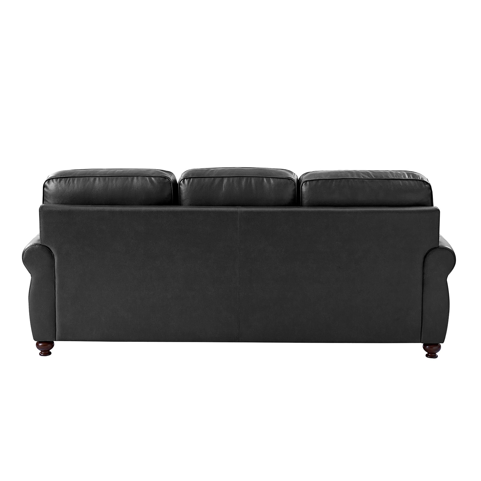 Iron Ranch Black Leather Sofa back View 