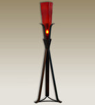 Iron Steeple Floor Lamp with Triangle Red Glass Shade - handmade in Mexico - Your Western Decor