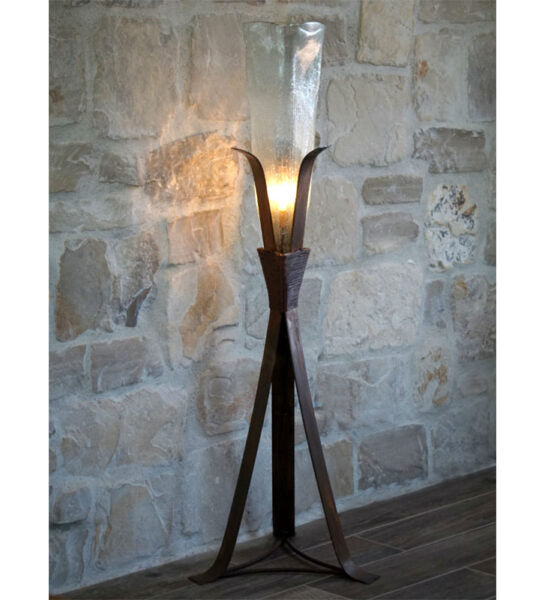 Iron Steeple Floor Lamp with Triangle Clear Glass Shade - handmade in Mexico - Your Western Decor