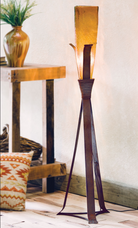 Iron Steeple Floor Lamp with Triangle Amber Glass Shade - handmade in Mexico - Your Western Decor